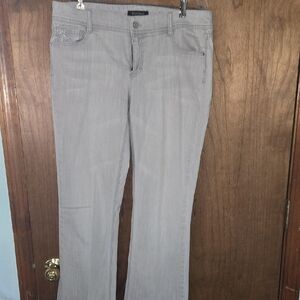 White House Black Market Boot Cut Jeans in Soft Gray